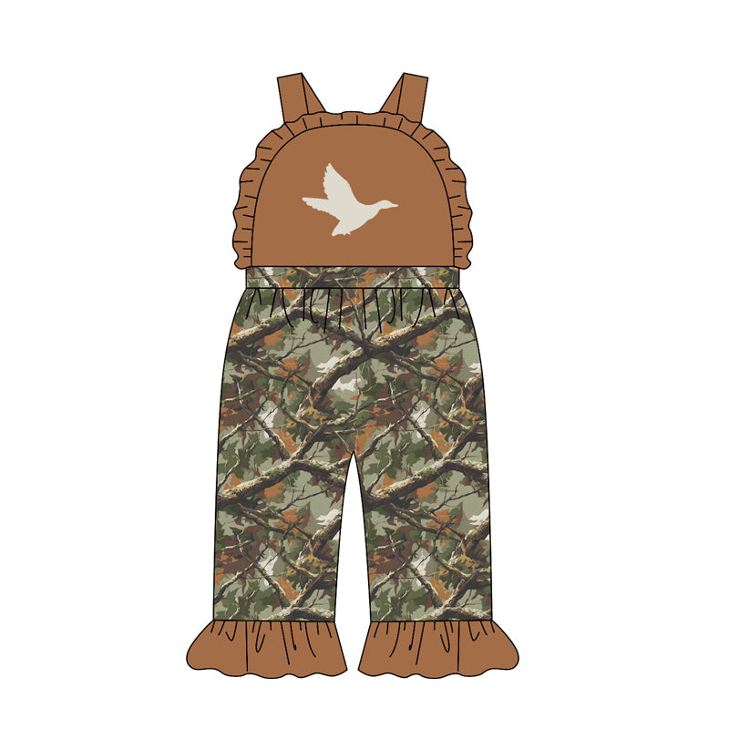 ( Moq 5 ) Preorder Baby Girl Kids Duck Camo Ruffle Pants Jumpsuit Hunting Clothes