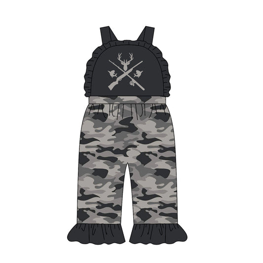 ( Moq 5 ) Preorder Baby Girl Kids Deer Fish Camo Ruffle Pants Jumpsuit Hunting Clothes