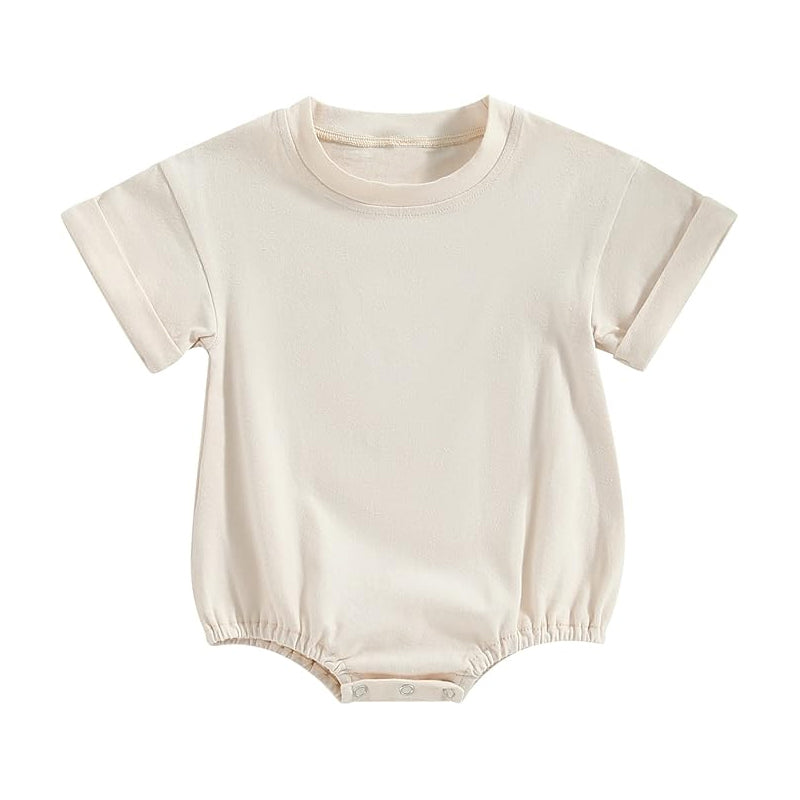 ( Moq 5 ) Preorder Baby Boys Kids Short Sleeves White Cotton Bubble Romper Clothes