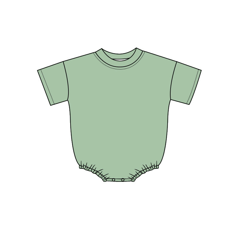 ( Moq 5 ) Preorder Baby Kids Infant Green Short Sleeves Bubble Cotton Romper Summer Clothes