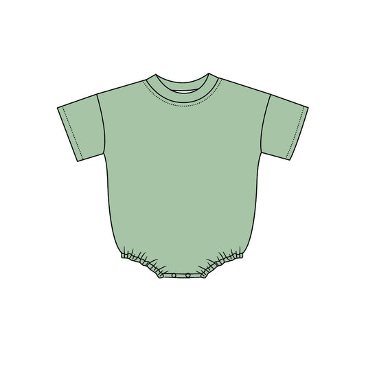 ( Moq 5 ) Preorder Baby Kids Infant Green Short Sleeves Bubble Cotton Romper Summer Clothes