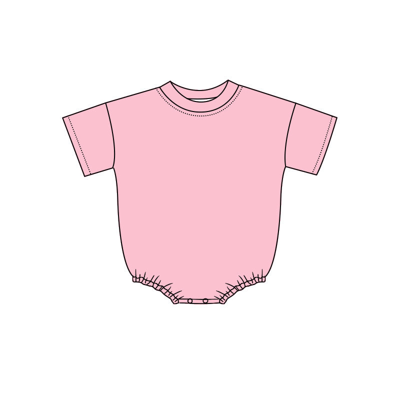 ( Moq 5 ) Preorder Baby Kids Infant Short Sleeves Bubble Cotton Romper Pink Clothes