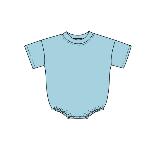 ( Moq 5 ) Preorder Baby Kids Infant Blue Short Sleeves Bubble Cotton Romper Summer Clothes