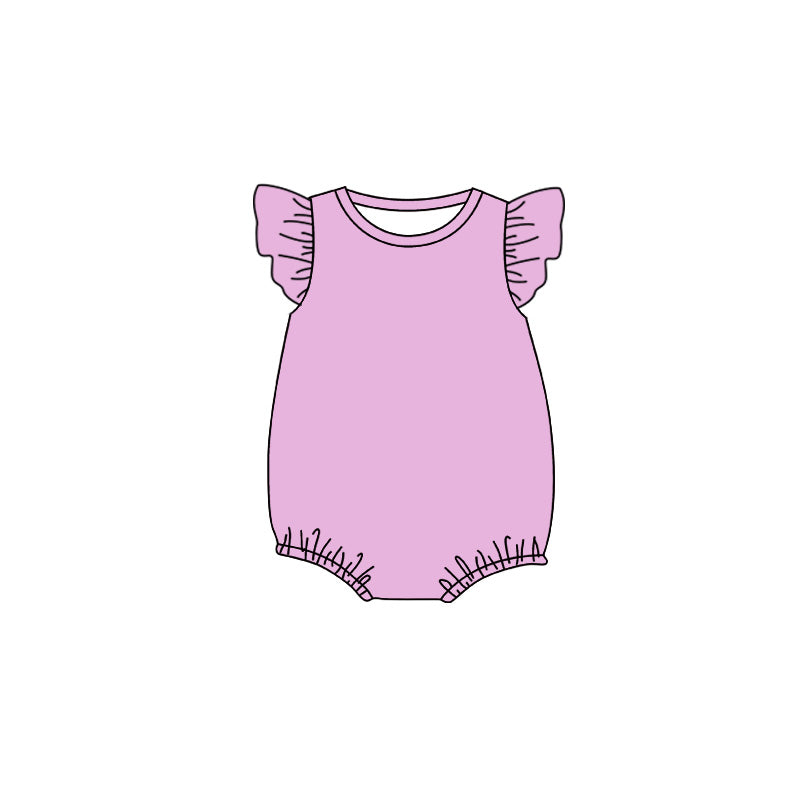 ( Moq 5 ) Preorder Baby Girls Infant Short Sleeves Light Purple Bubble Cotton Romper Summer Clothes