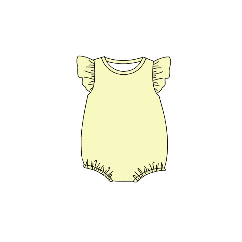( Moq 5 ) Preorder Baby Girls Infant Short Sleeves Yellow Bubble Cotton Romper Summer Clothes