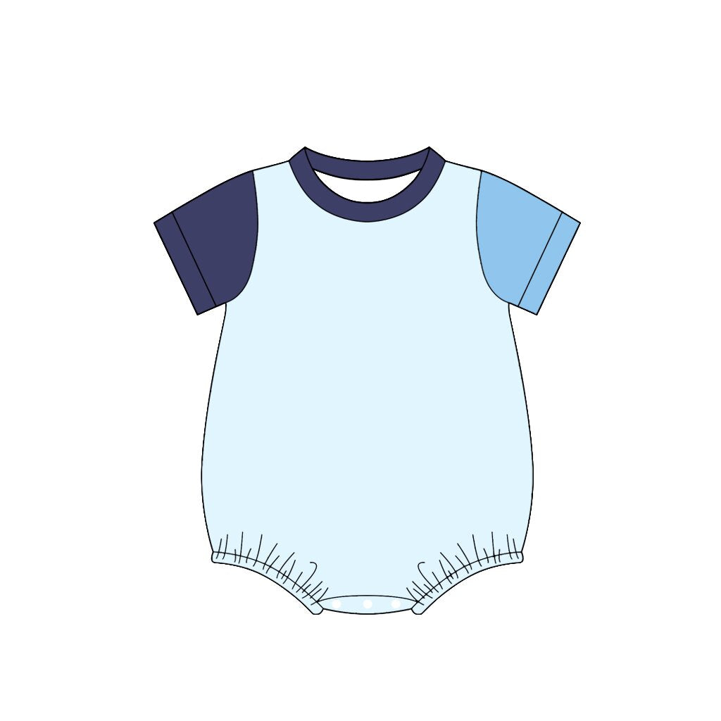 ( Moq 5 ) Preorder Baby Boys Infant Cotton Short Sleeves Bubble Romper Blue Clothes
