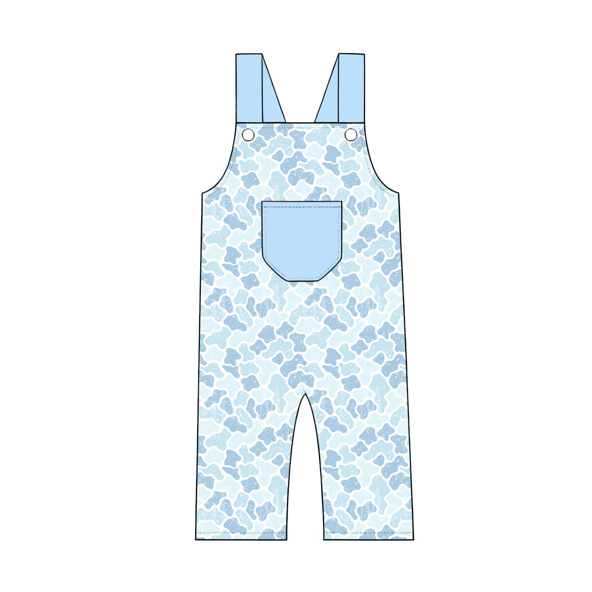 ( Moq 5 ) Preorder Baby Boys Infant Light Blue Camo Pocket Romper