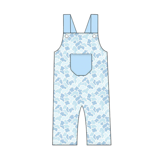 ( Moq 5 ) Preorder Baby Boys Infant Light Blue Camo Pocket Romper