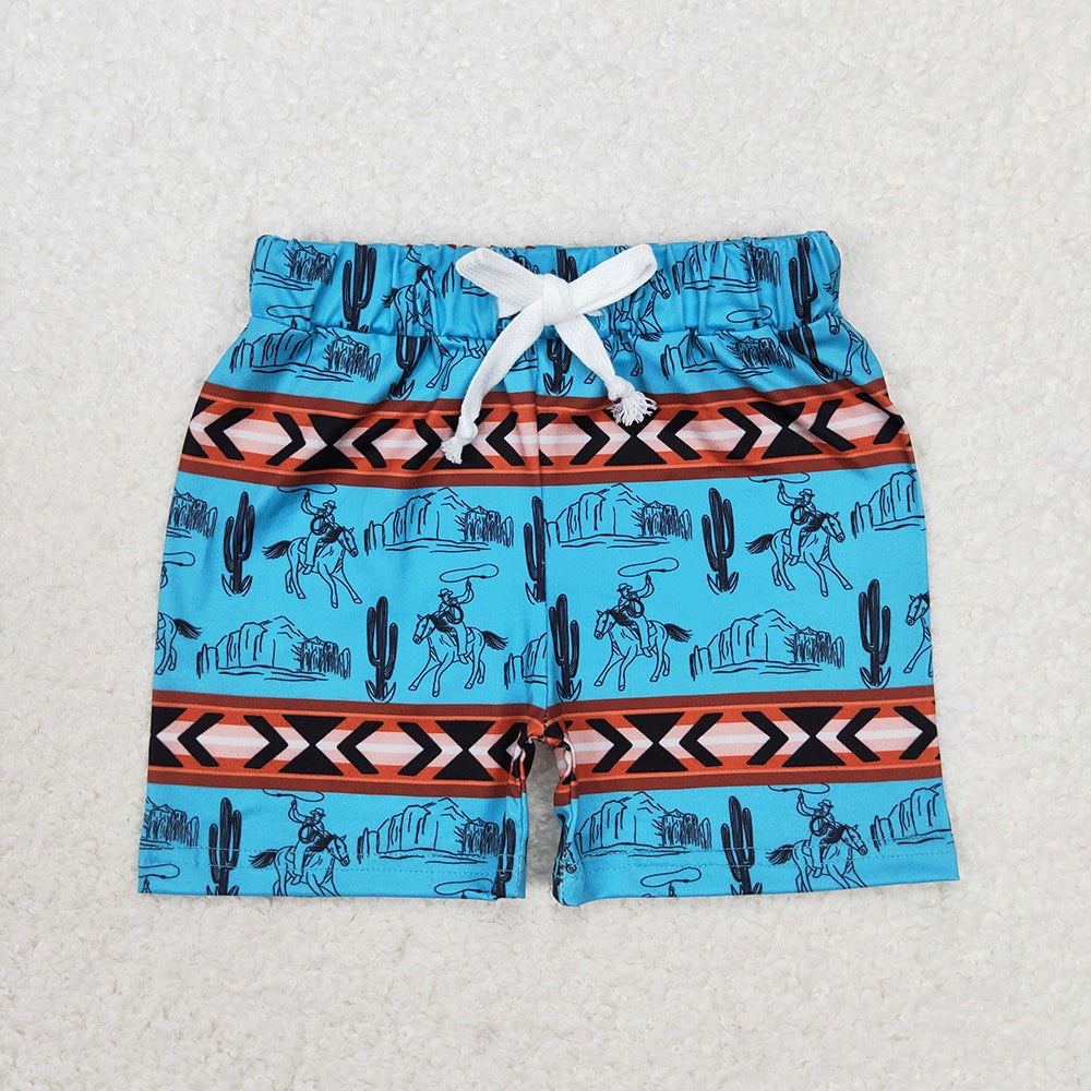 Baby Boy Western Cow Aztec Sibling Shorts Bottoms RTS