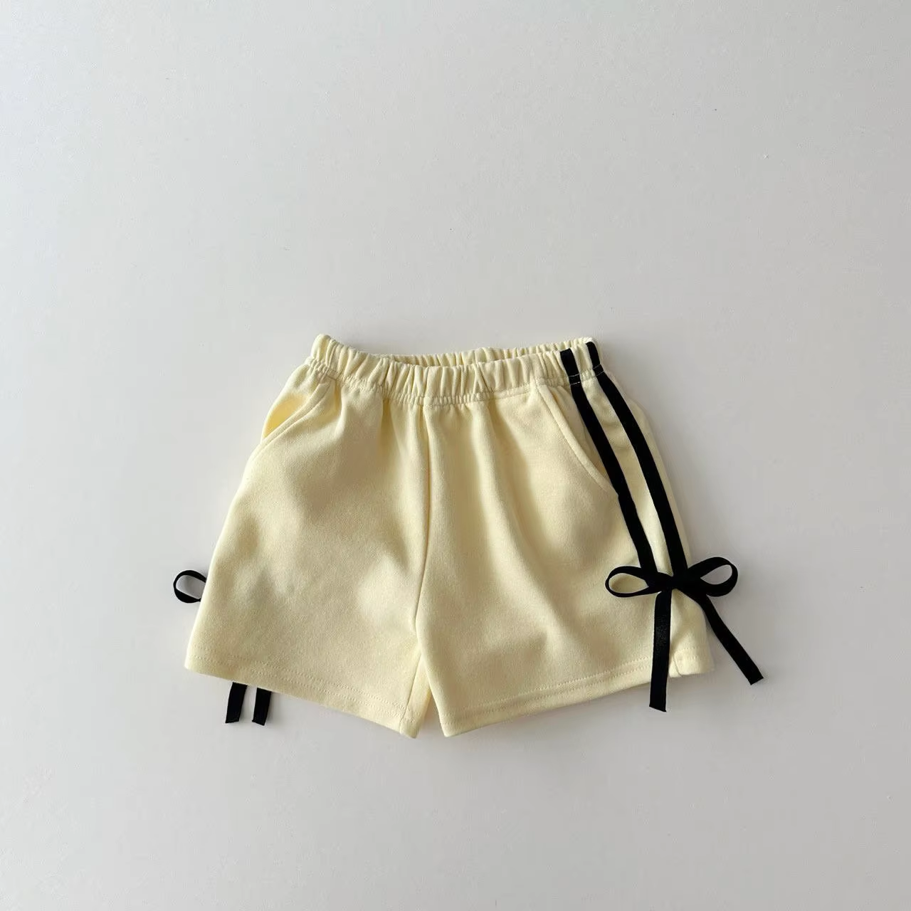 Preorder Baby Girl Yellow Cotton Bow Sports Shorts