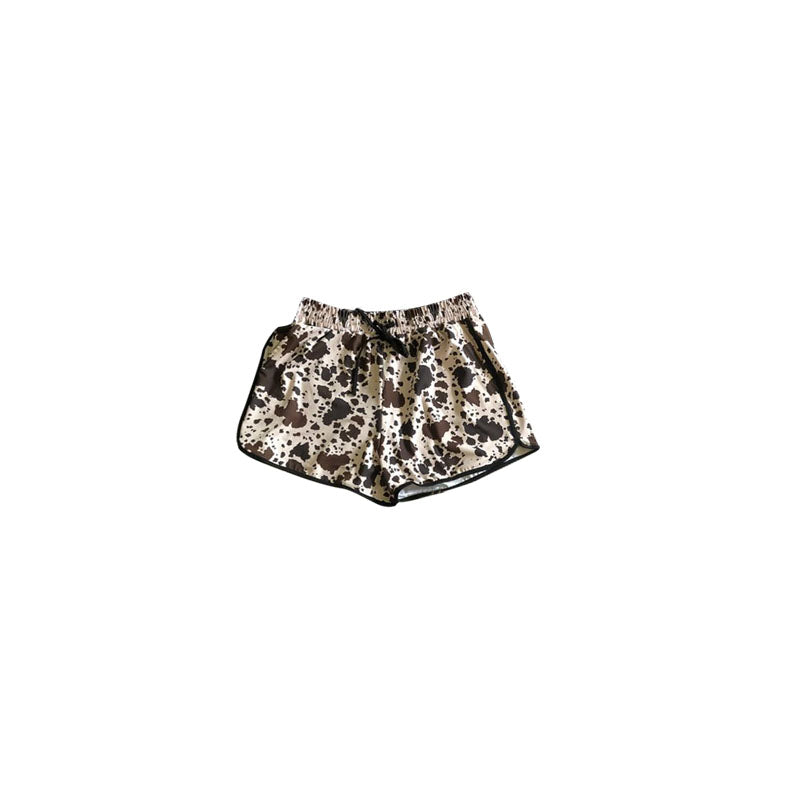 Preorder Baby Girl Summer Western Brown Cow Print Shorts ( Moq 5 )