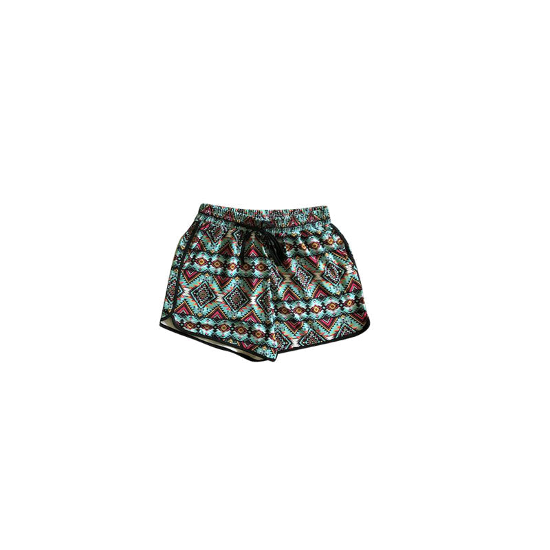 Preorder Baby Girl Summer Western Green Aztec Shorts ( Moq 5 )