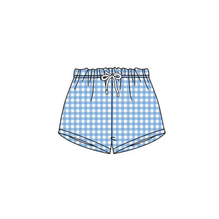 Preorder Baby Gril Blue Checked Summer Shorts ( Moq 5 )