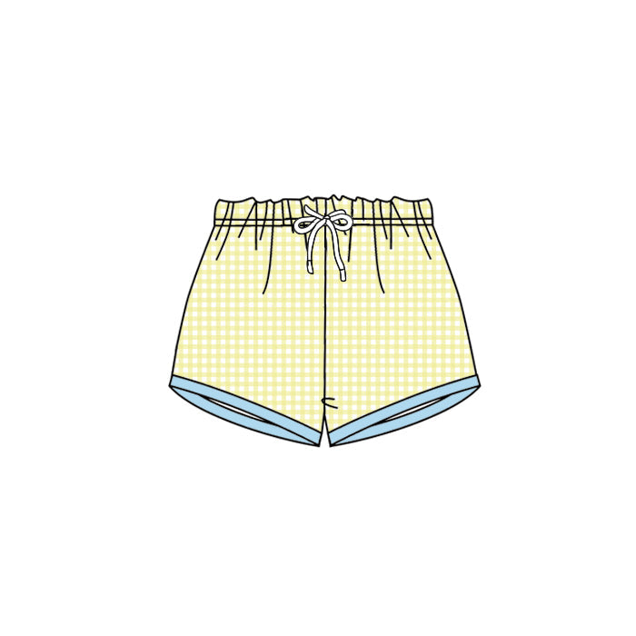 Preorder Baby Gril Yellow Checked Summer Shorts ( Moq 5 )