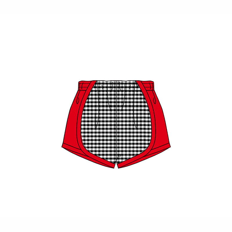 Preorder Baby Girl Toddler Black Checked Red Shorts Bottoms ( Moq 5 )
