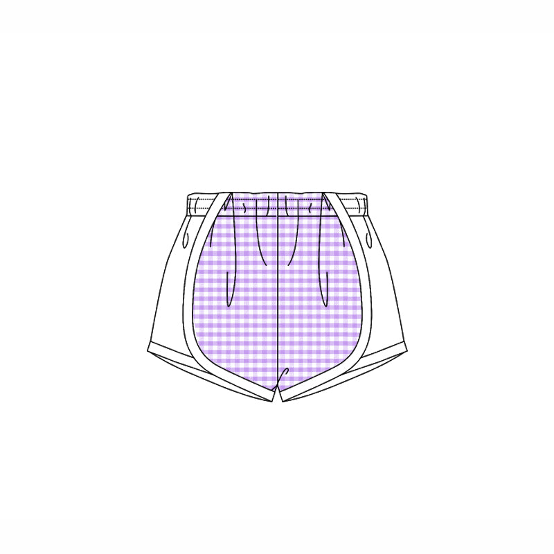 Preorder Baby Girl Toddler Purple Checked Shorts Bottoms ( Moq 5 )