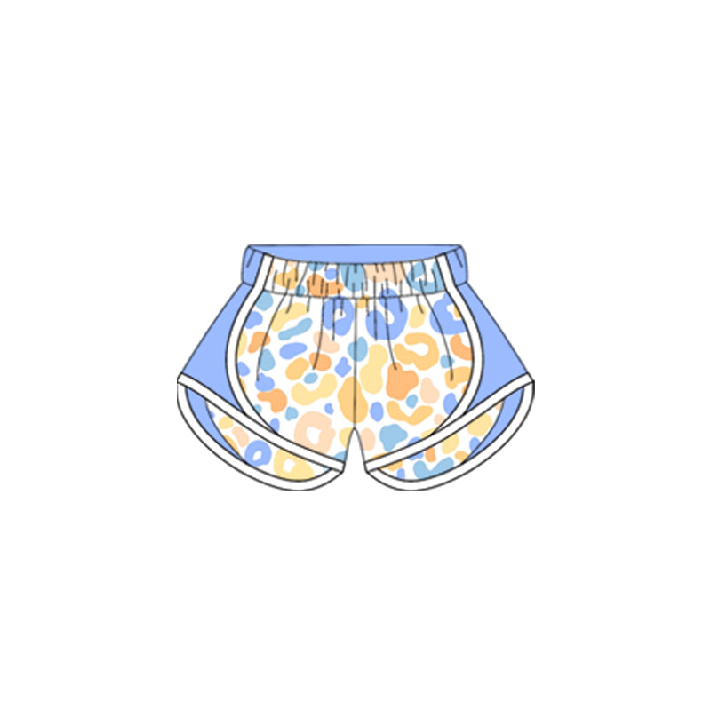 Preorder Baby Girl Leopard Blue Shorts Bottoms( Moq 5 )