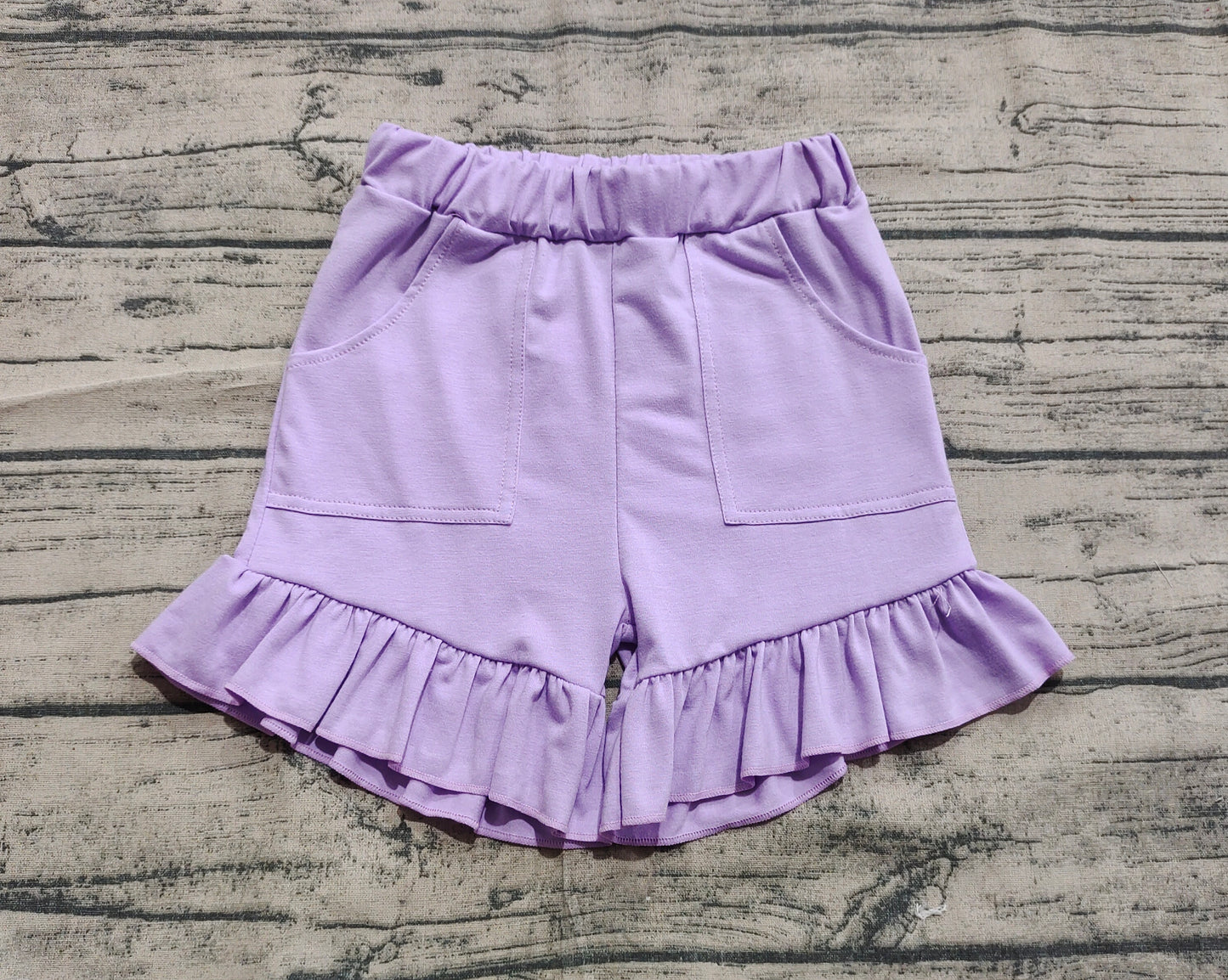Baby Girl Purple Pockets Cotton Ruffle Shorts Bottoms RTS