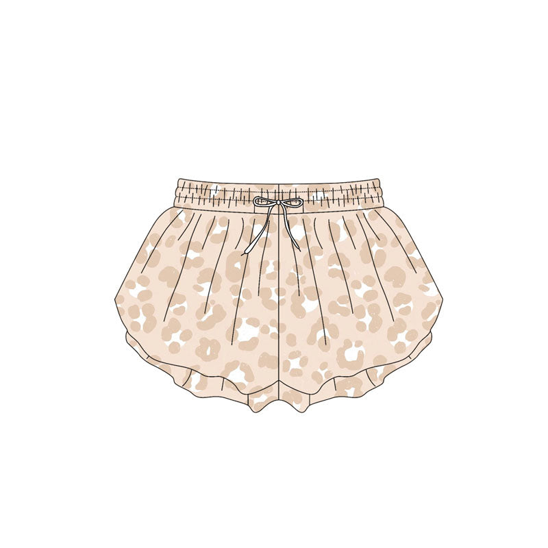 Preorder Baby Girl Summer Khaki Leopard Shorts Bottoms ( Moq 5 )