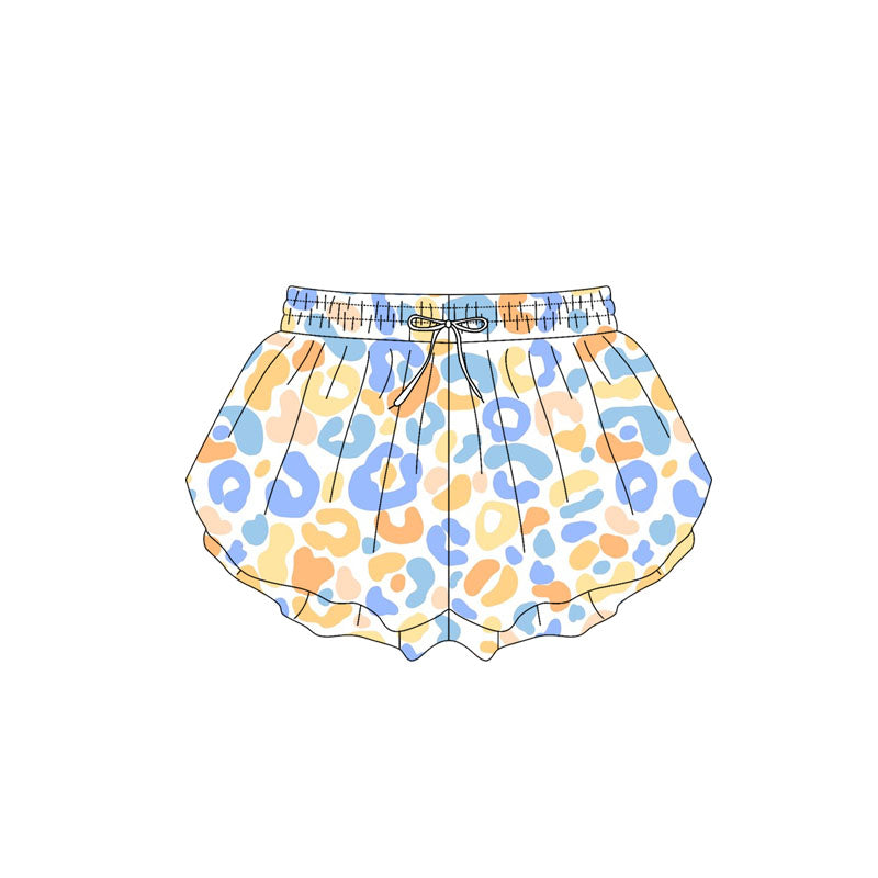 Preorder Baby Girl Yellow Blue Leopard Summer Shorts Bottoms ( Moq 5 )