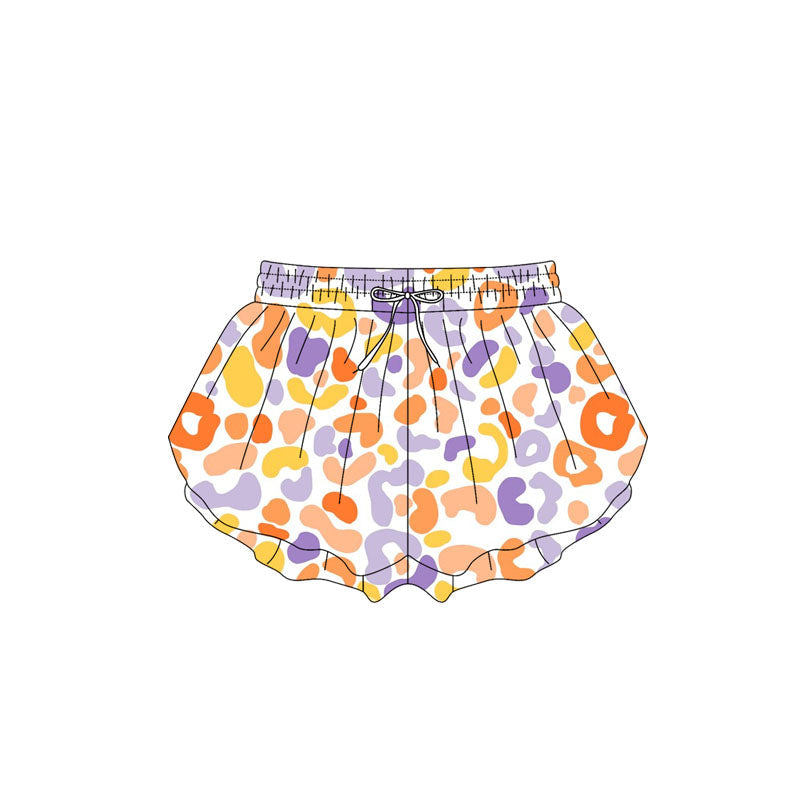 Preorder Baby Girl Yellow Purple Leopard Summer Shorts Bottoms ( Moq 5 )