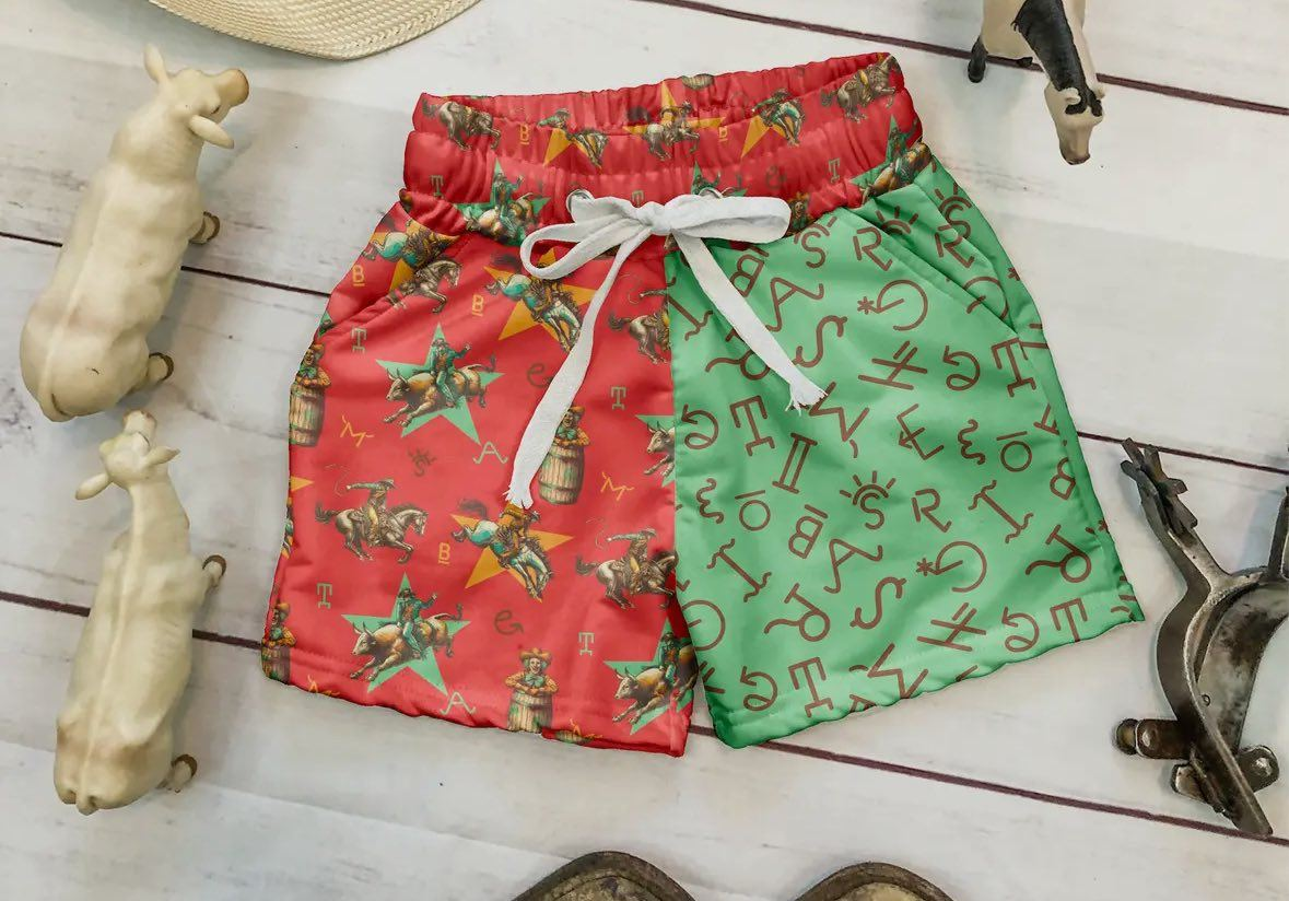 Preorder Baby Boy Western Rodeo Pockets Shorts Bottoms ( Moq 5 )