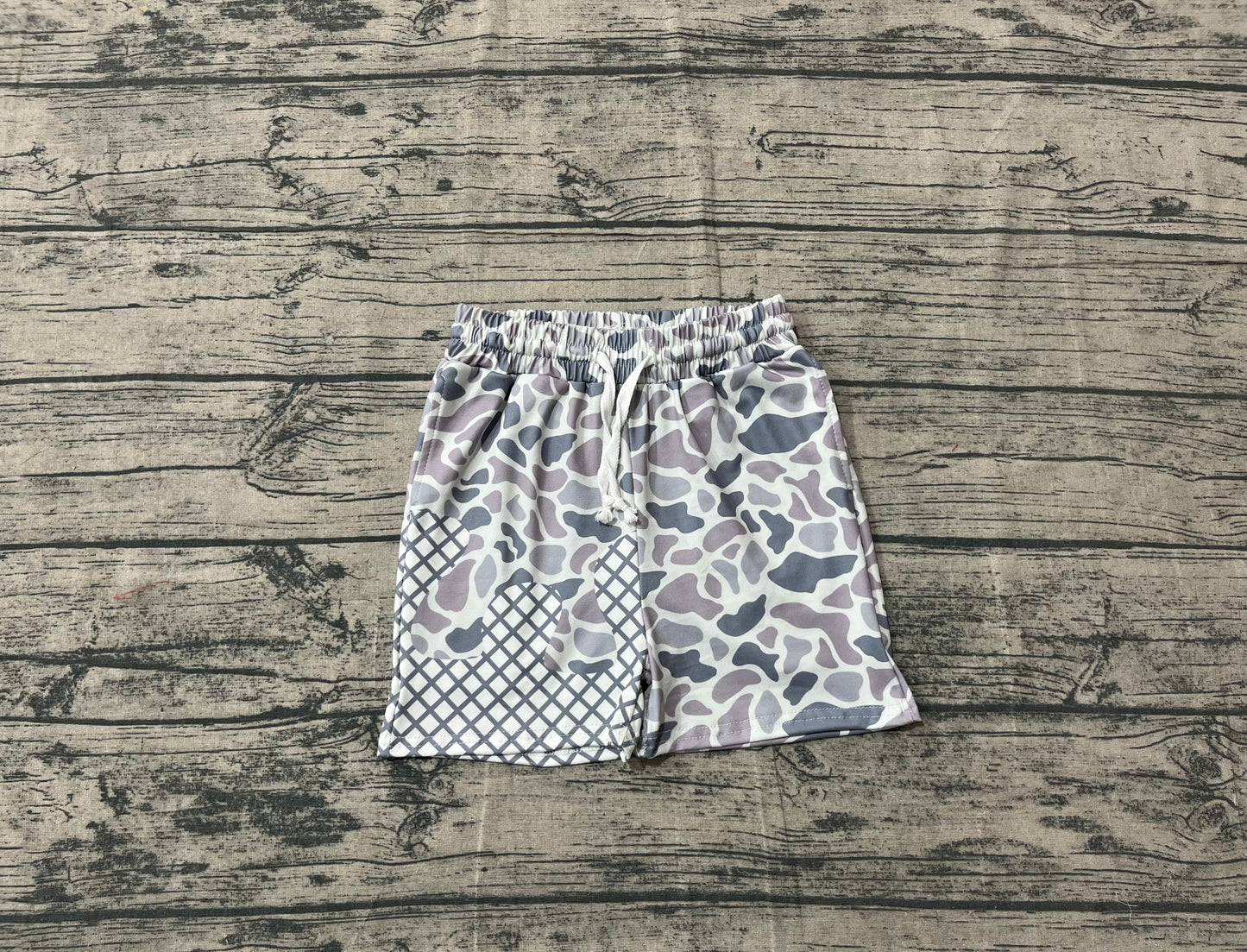 Boys Kids Toddler Camo Drips Summer Grey Shorts Bottoms RTS