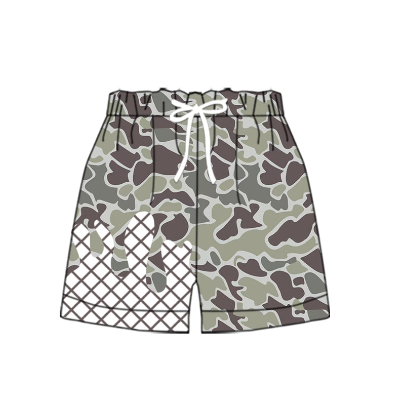 ( Moq 5 ) Preorder Boys Kids Toddler Grey Camo Drips Summer Shorts Bottoms