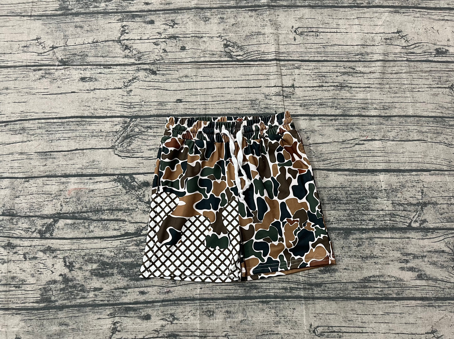 Boys Kids Toddler Green Brown Camo Drips Summer Shorts Bottoms RTS