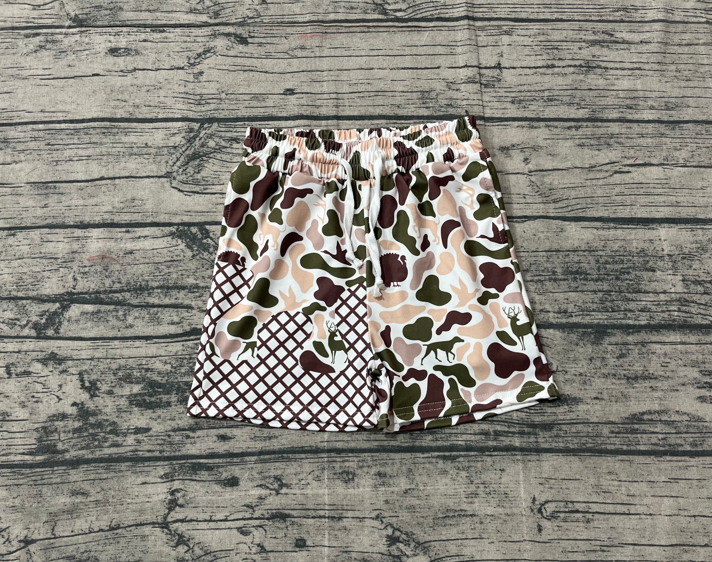 Boys Kids Toddler Ducks Dogs Deer Camo Drips Summer Shorts Bottoms RTS
