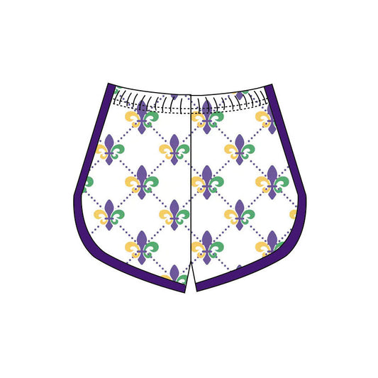 ( Moq 5 ) Preorder Girls Kids Anchors Mardi Gras Yoga Active Shorts Bottoms