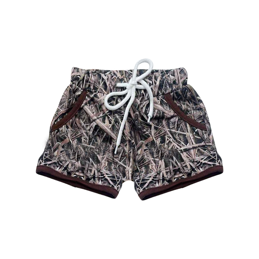 ( Moq 5 ) Preorder Boys Kids Leaves Pockets Shorts Summer Bottom