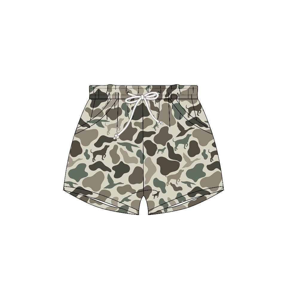 (Moq 5 ) Preorder Baby Boys Dogs Ducks Pockets Camo Shorts Summer Bottoms