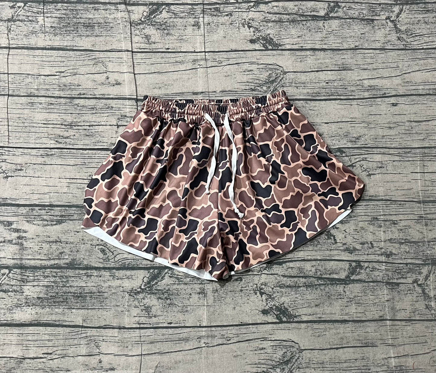 Adult Women Brown Camo Yoga Southern Shorts Bottoms RTS
