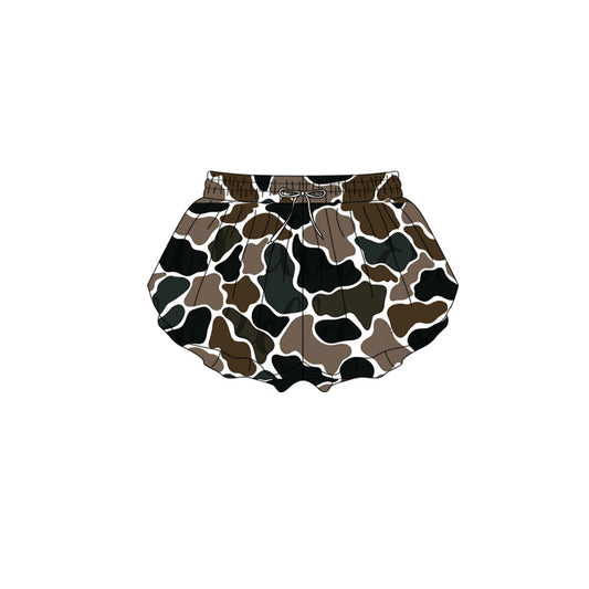 ( Moq 5 ) Preorder Baby Girls Dark Brown Camo Yoga Southern Shorts Bottoms