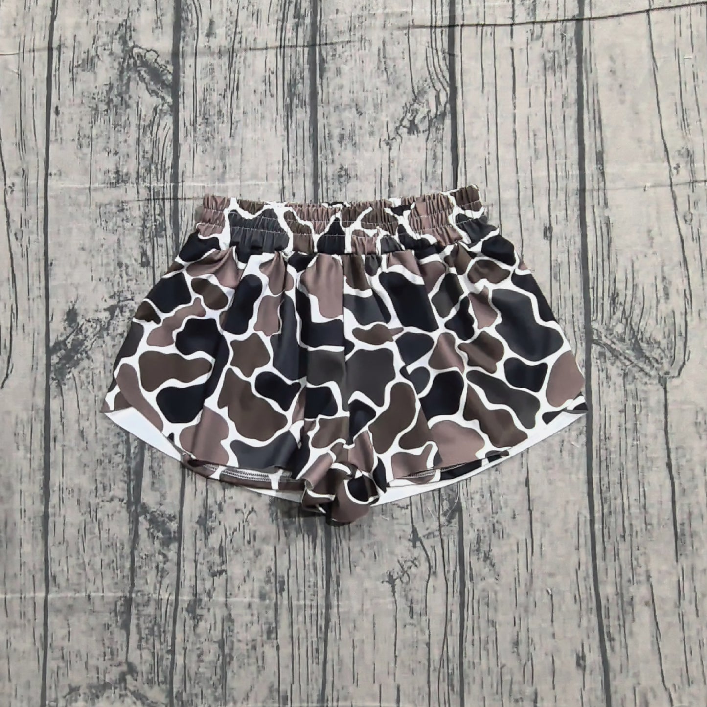 Baby Girls Kids Dark Brown Camo Yoga Southern Shorts Bottoms RTS