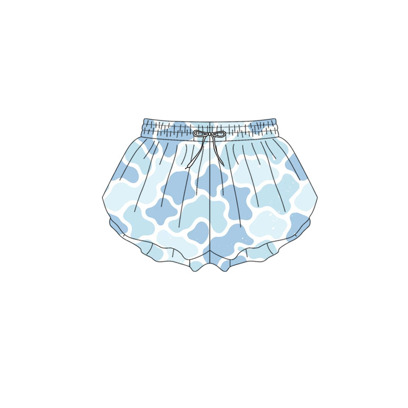 ( Moq 5 ) Preorder Baby Girls Green Blue Camo Yoga Southern Shorts Bottoms