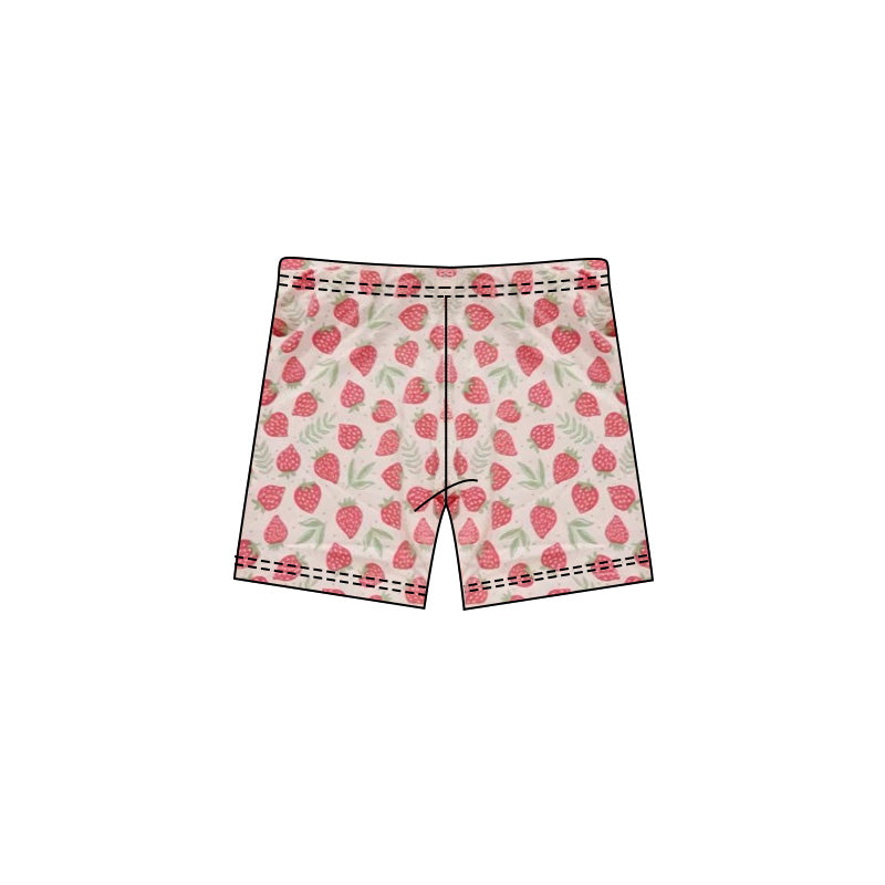 ( Moq 5 ) Preorder Baby Girls Kids Strawberry Summer Shorts Bottoms