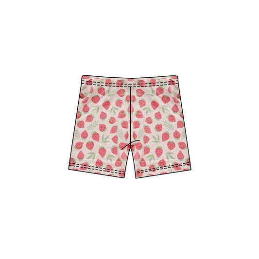 ( Moq 5 ) Preorder Baby Girls Kids Strawberry Summer Shorts Bottoms