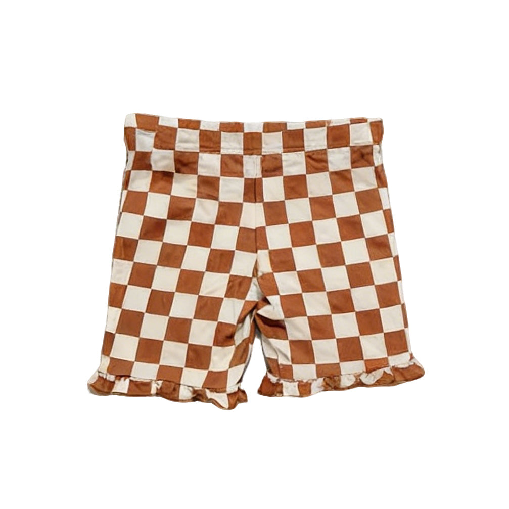 ( Moq 5 ) Preorder Baby Girls Kids Checked Summer Shorts Bottoms