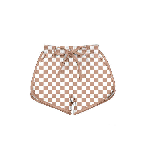 ( Moq 5 ) Preorder Adult Women Khaki Checked Summer Shorts Bottoms