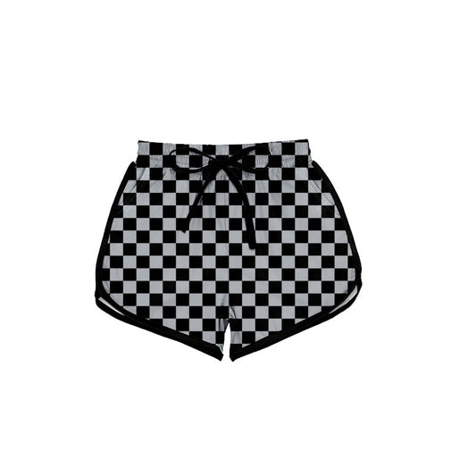 ( Moq 5 ) Preorder Adult Women Black Checked Summer Shorts Bottoms
