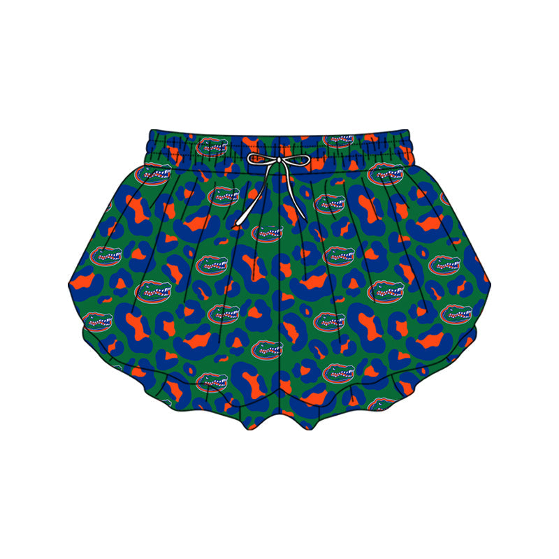 ( Moq 5 ) Preorder Adult Women Leopard Team Yoga Active Ruffle Shorts Green Bottom
