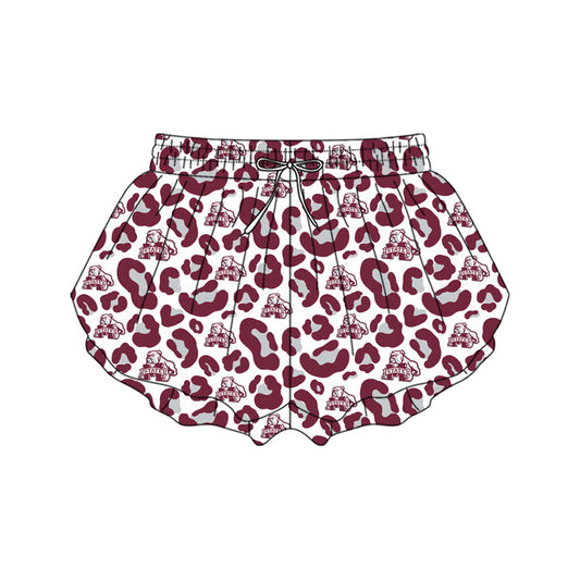 ( Moq 5 ) Preorder Adult Women Leopard Dogs Team Yoga Active Ruffle Shorts Bottom