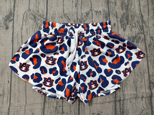 ( No moq ) Preorder Baby Girls Kids Leopard AU Team Yoga Active Ruffle Shorts Bottom