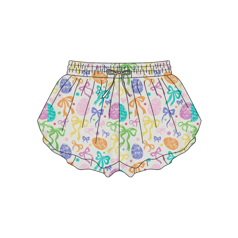 ( Moq 5 ) Prorder Adult Women Eggs Bows Easter Yoga Active Ruffle Shorts Bottom