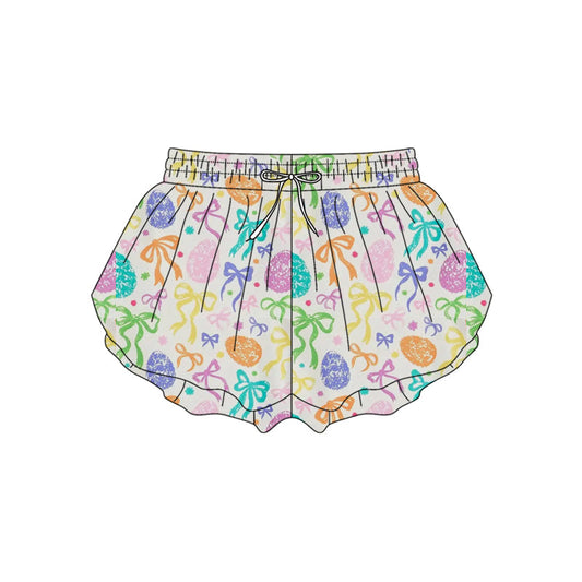 ( Moq 5 ) Prorder Adult Women Eggs Bows Easter Yoga Active Ruffle Shorts Bottom