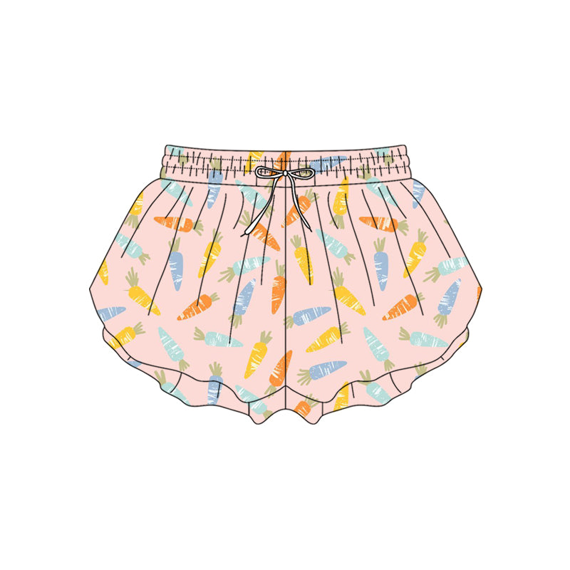 ( Moq 5 ) Preorder Adult Women Carrots Easter Ruffle Yoga Active Shorts Bottom