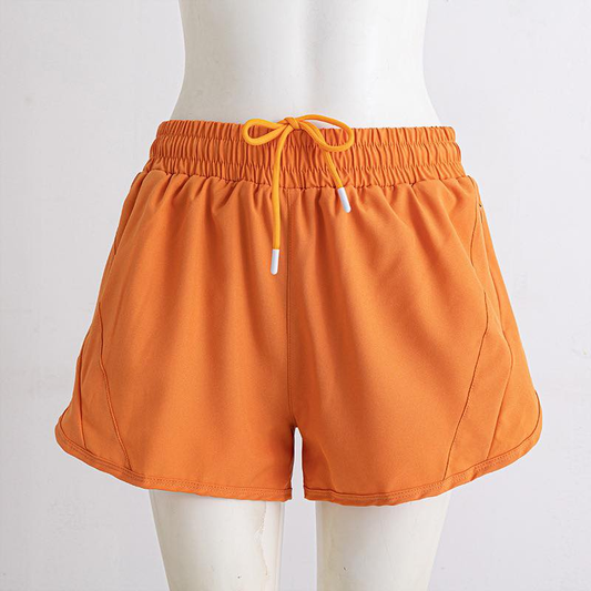 ( Moq 5 ) Preorder Baby Girls Kids Zipper Pockets Orange Yoga Active Shorts Bottoms