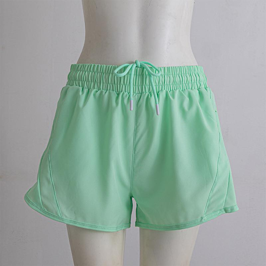 ( Moq 5 ) Preorder Baby Girls Kids Zipper Pockets Light Green Yoga Active Shorts Bottoms